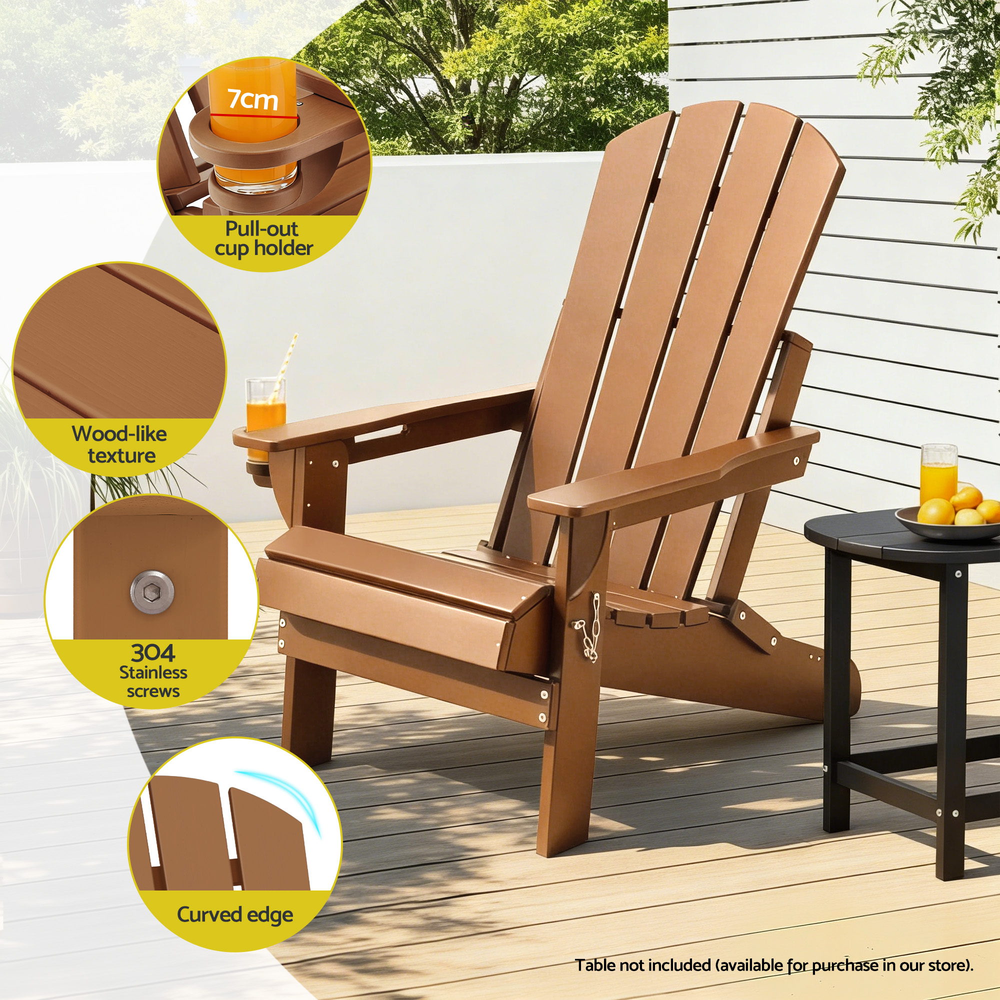 Gardeon Foldable HDPE Adirondack Beach Chair view 5