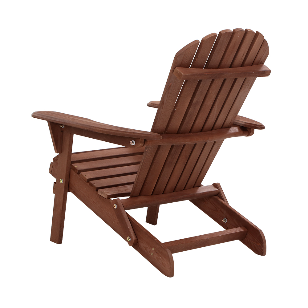 Gardeon Wooden Foldable Adirondack Beach Chair Brown view 3