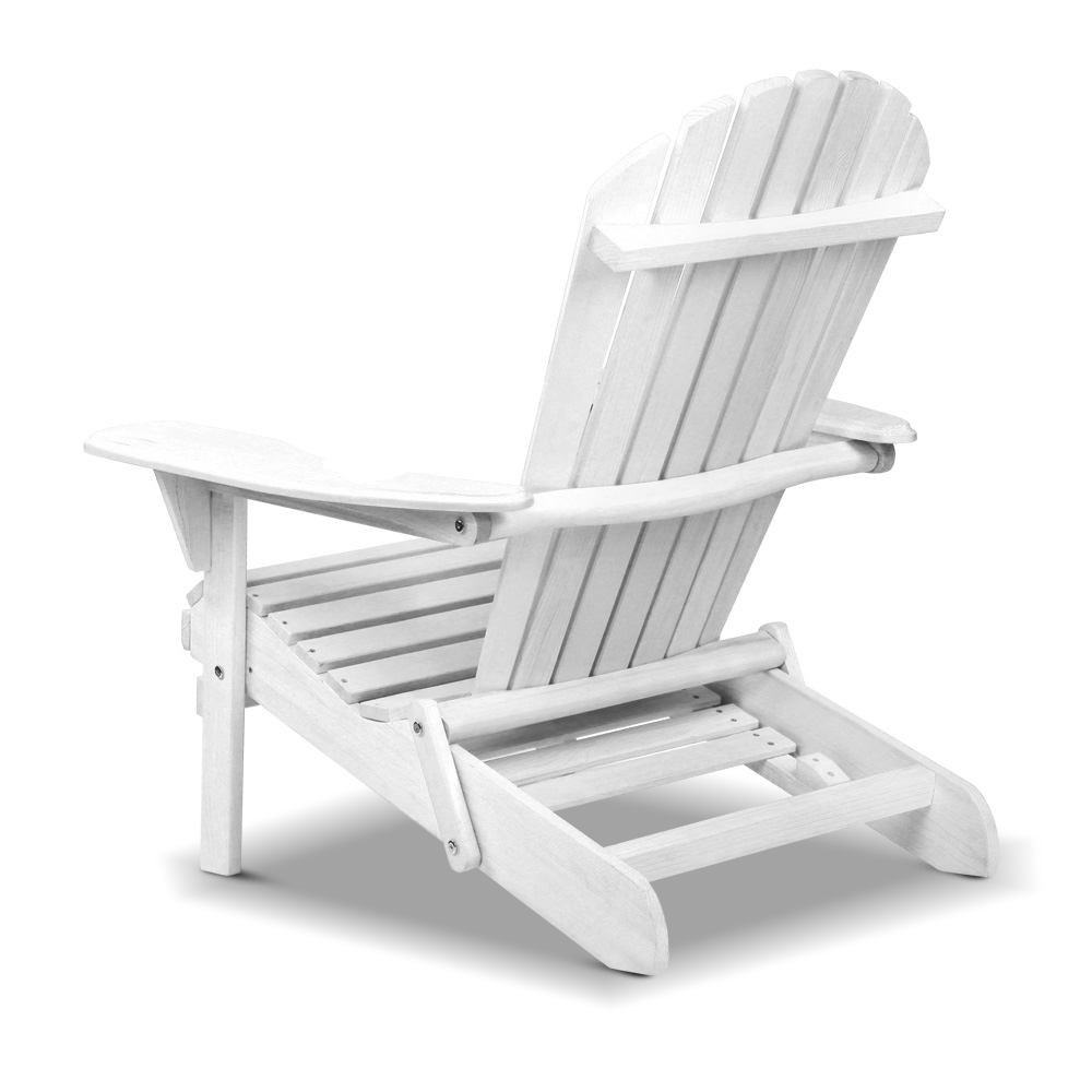 Gardeon Wooden Foldable Adirondack Beach Chair White view 3
