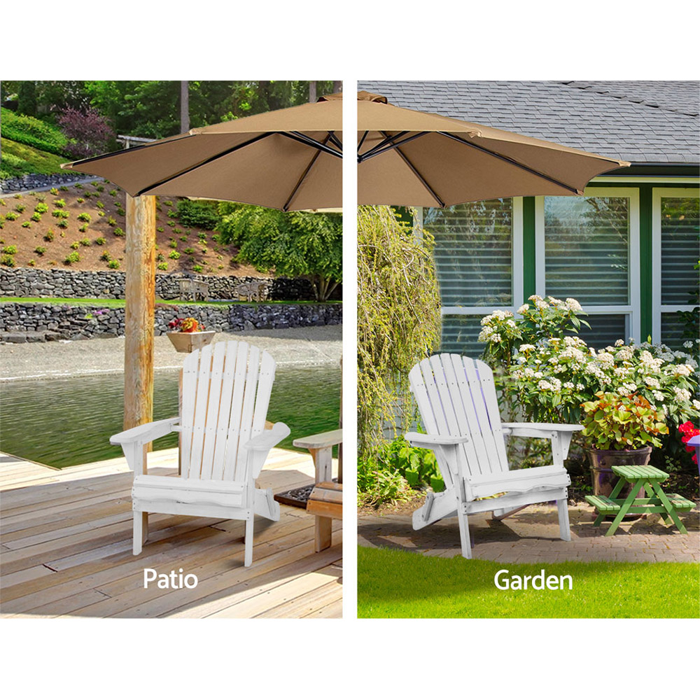 Gardeon Wooden Foldable Adirondack Beach Chair White view 5