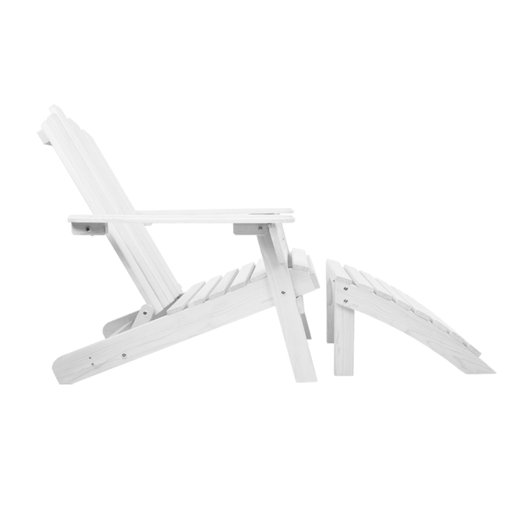 Gardeon 5PC Adirondack Sun Lounge Set Wooden White view 3