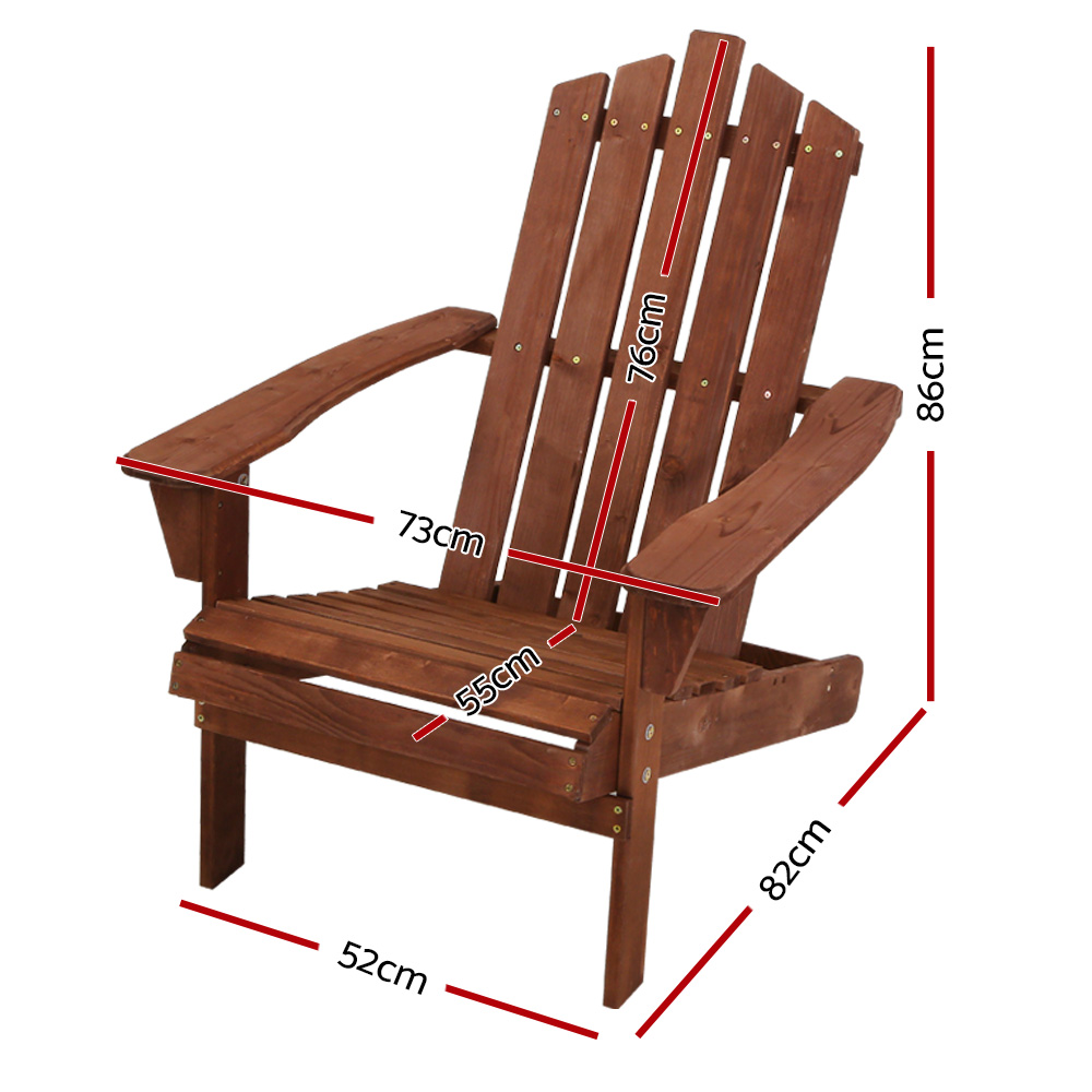 Gardeon Wooden Adirondack Beach Chair Outdoor Patio view 2