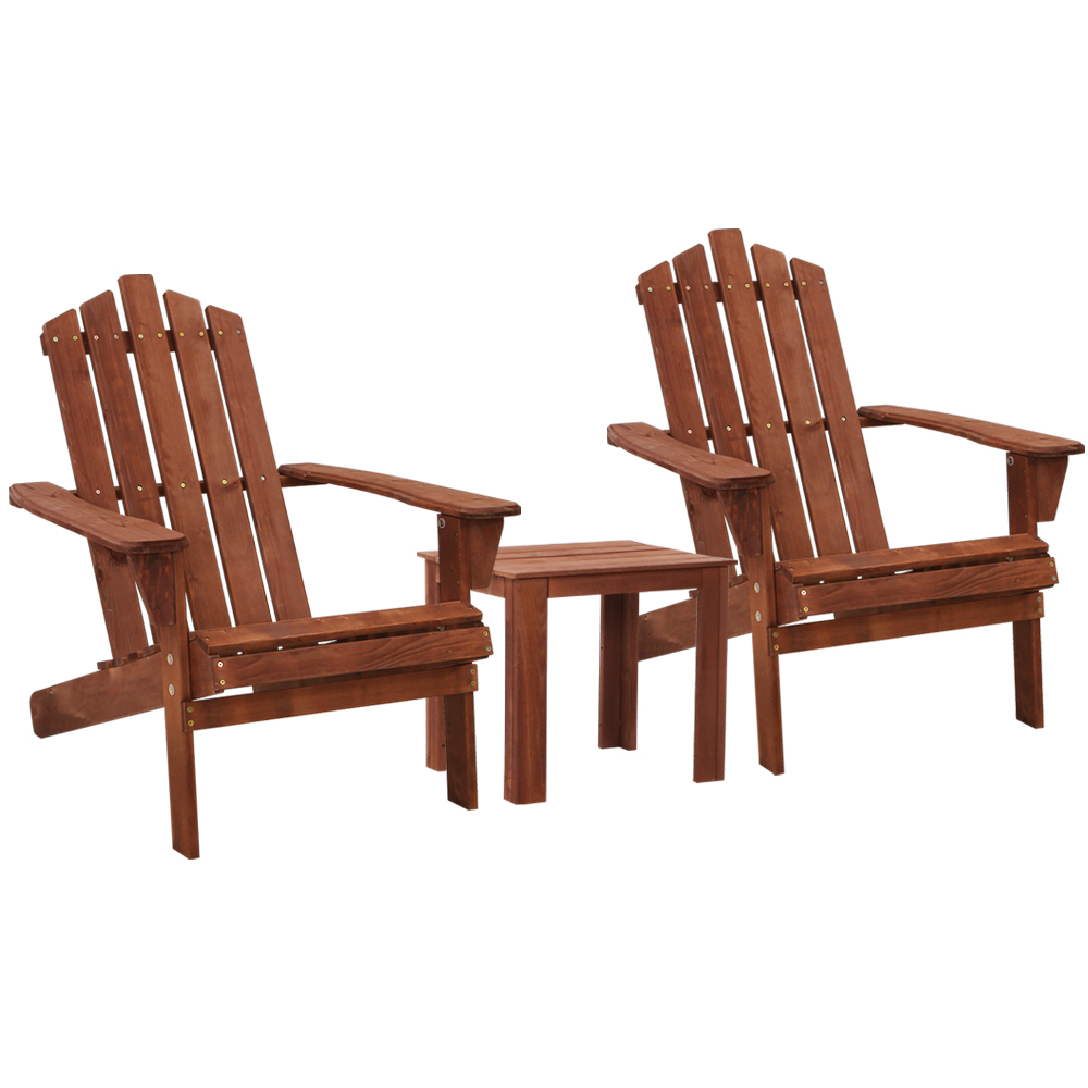 Gardeon 3 Piece Wooden Adirondack Table and Chairs