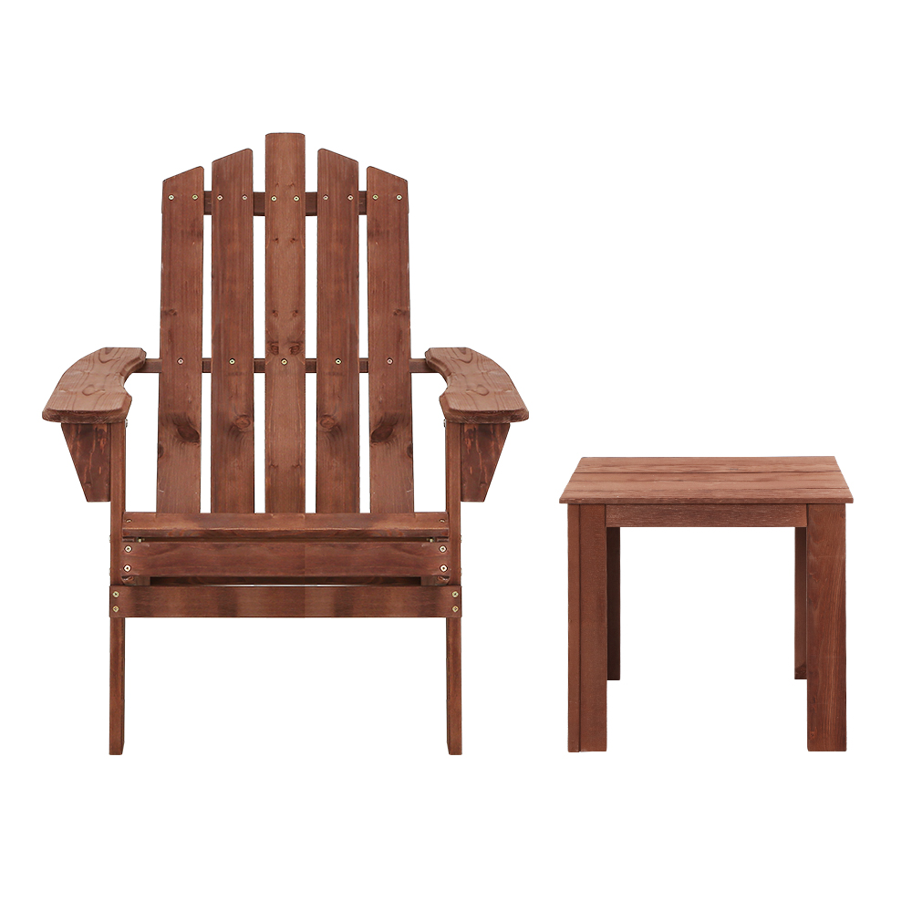 Gardeon 3 Piece Wooden Adirondack Table and Chairs view 3