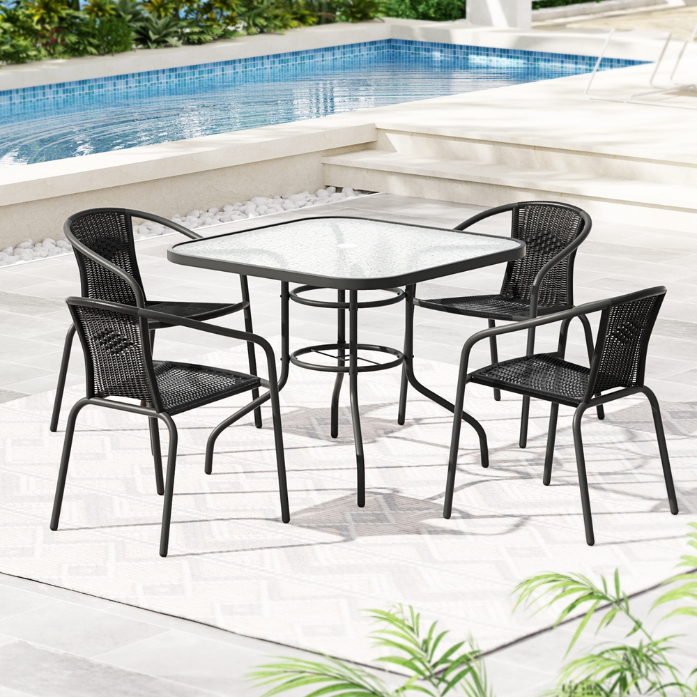 Gardeon 5-Piece Steel Dining Set Stackable
