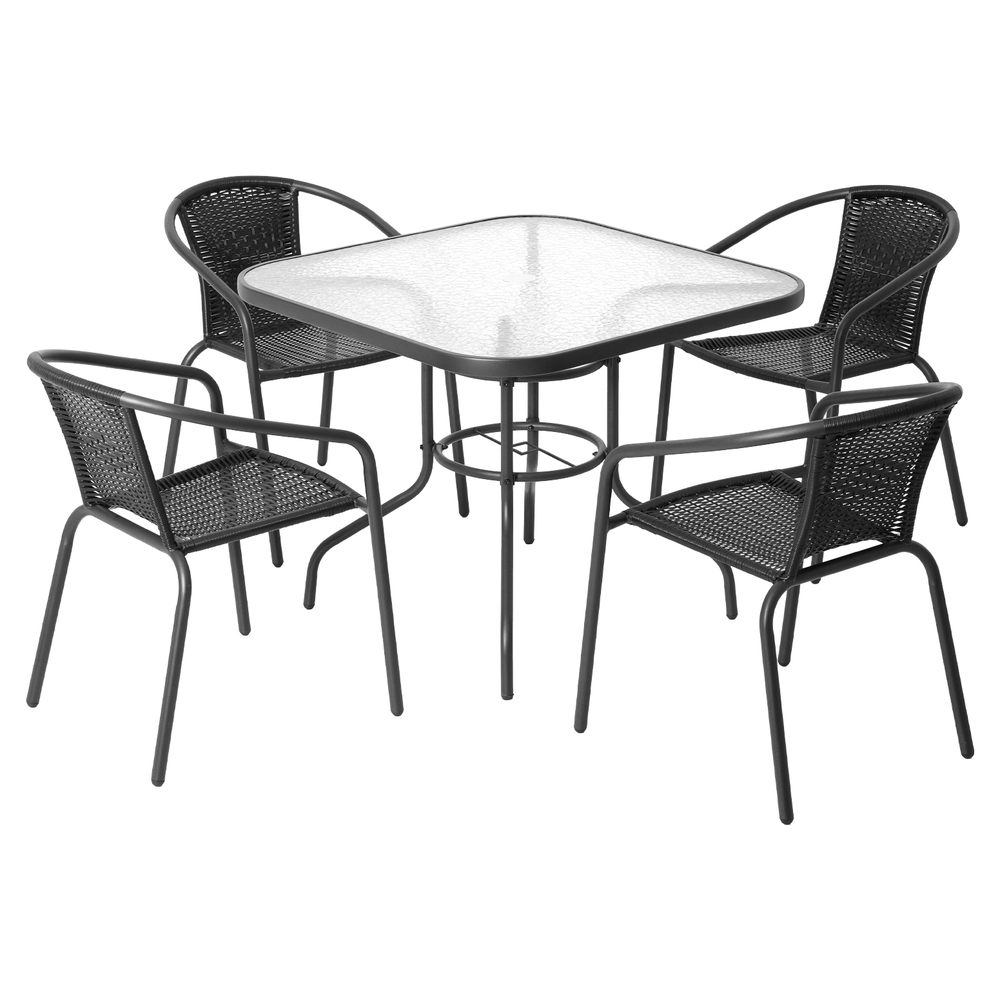 Gardeon 5-Piece Steel Dining Set Stackable view 3