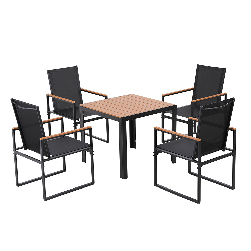 Gardeon 5-Piece Outdoor Dining Set Steel Frame Black view 2