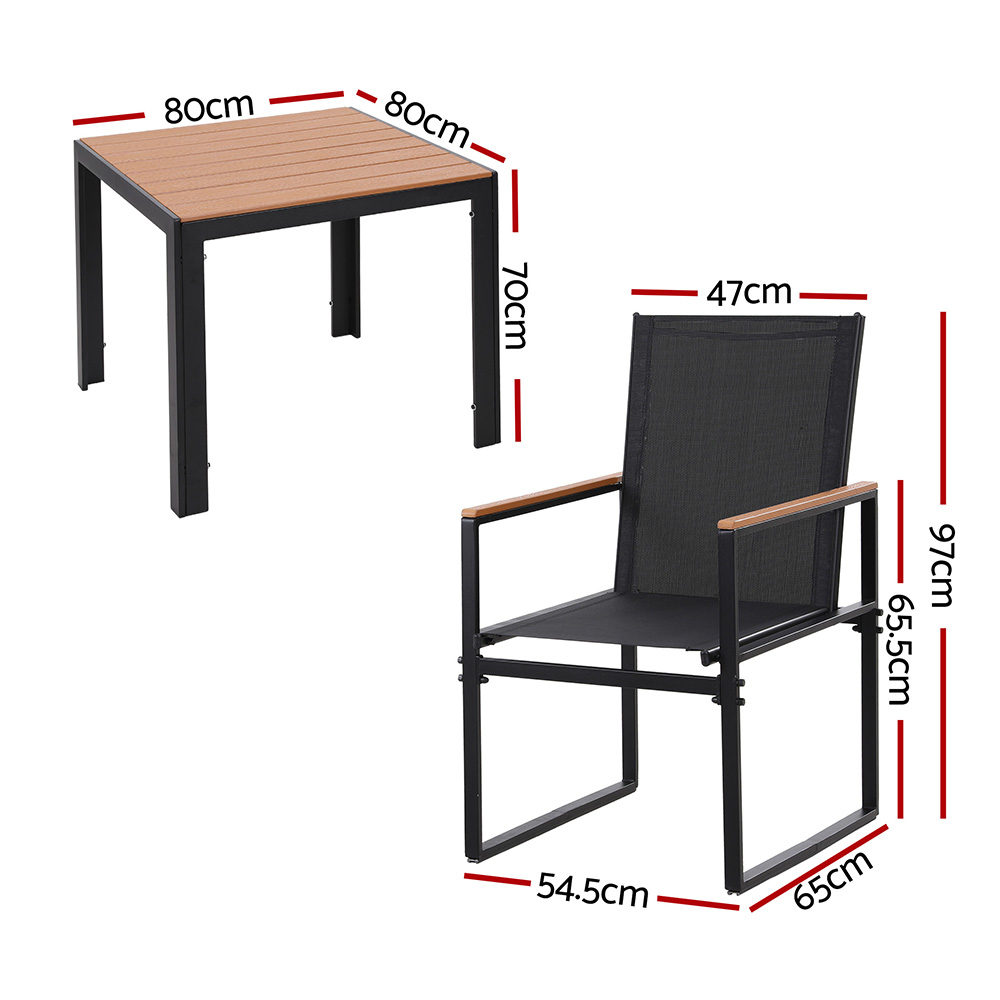 Gardeon 5-Piece Outdoor Dining Set Steel Frame Black view 3
