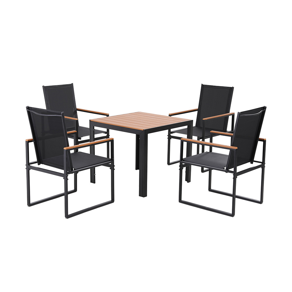 Gardeon 5-Piece Outdoor Dining Set Steel Frame Black view 4