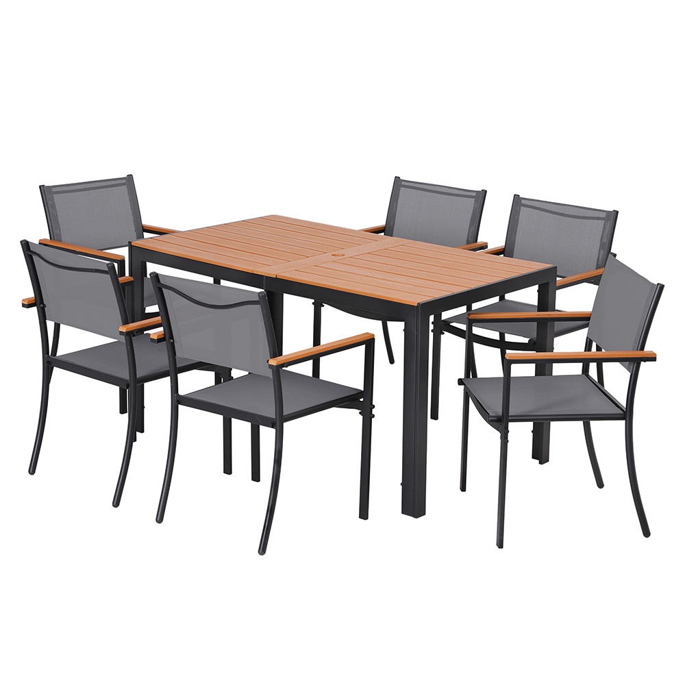 Gardeon 7-Piece Outdoor Dining Set WPC Steel Frame view 2