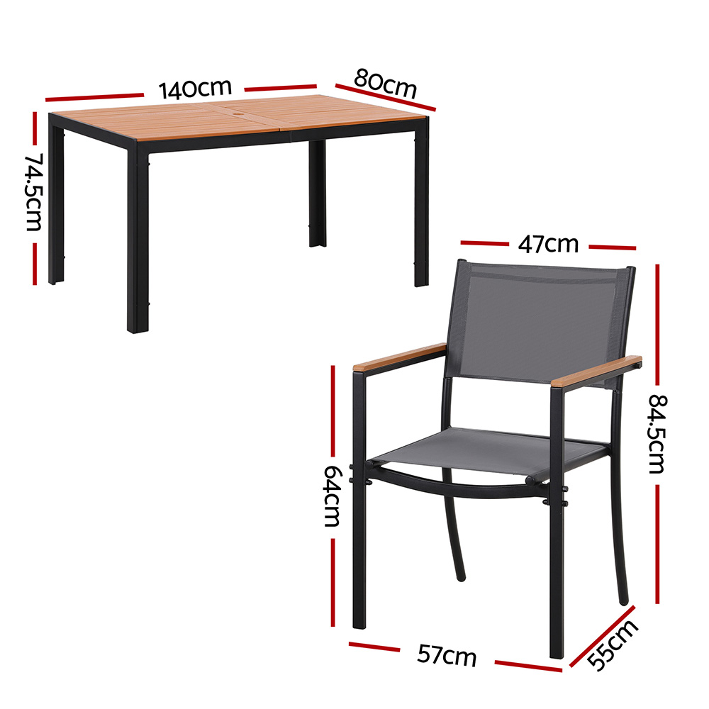 Gardeon 7-Piece Outdoor Dining Set WPC Steel Frame view 3