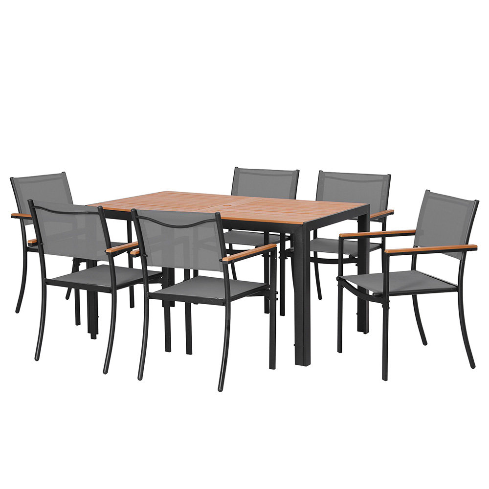 Gardeon 7-Piece Outdoor Dining Set WPC Steel Frame view 4