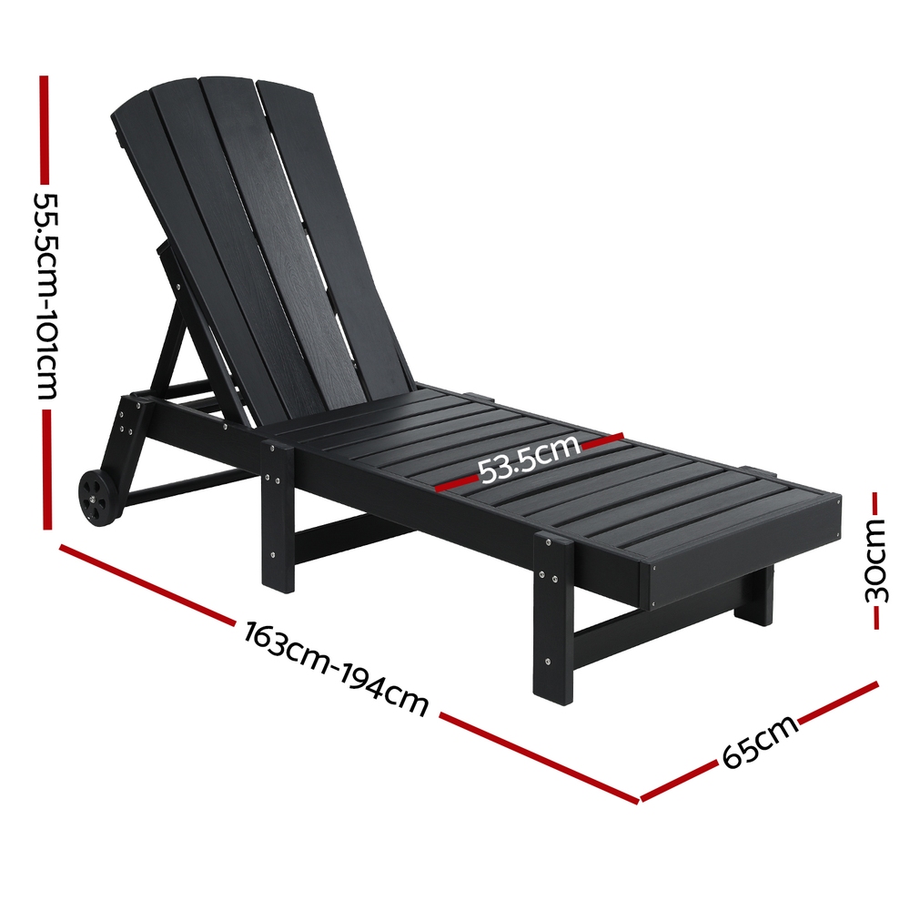 Gardeon Sun Lounge HDPE Adirondack Beach Chair with Wheels view 2