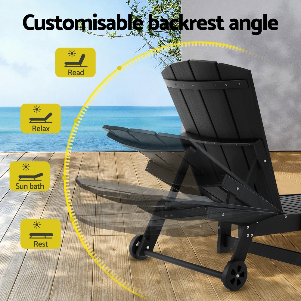 Gardeon Sun Lounge HDPE Adirondack Beach Chair with Wheels view 5