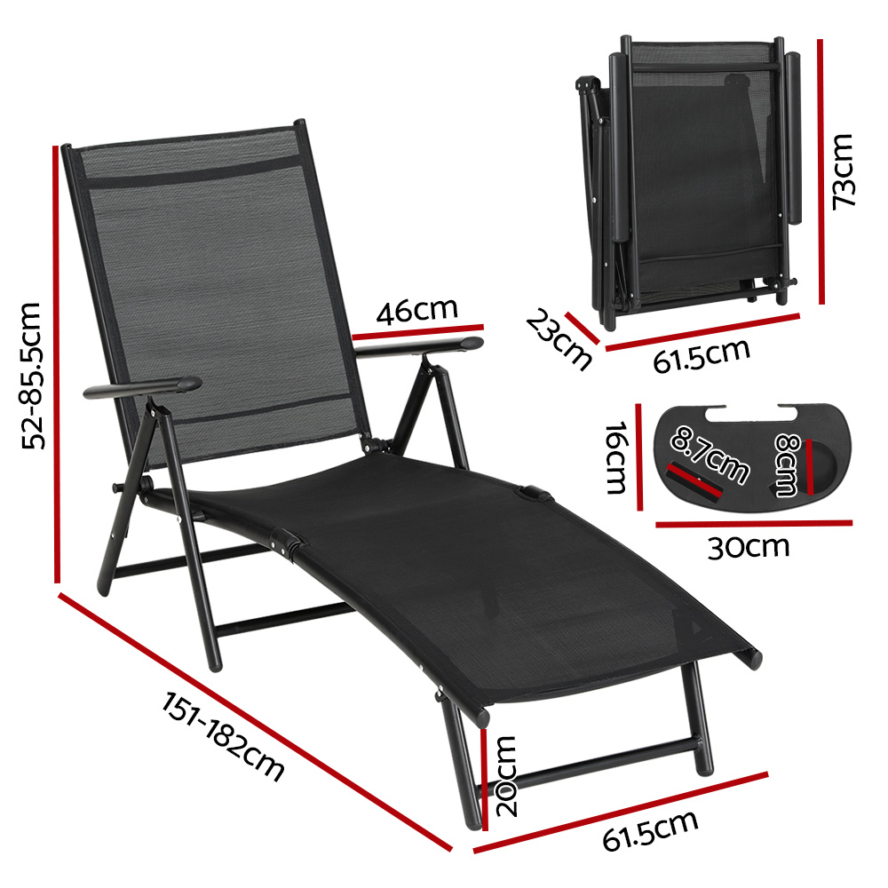 Gardeon Sun Lounge Aluminium Folding Beach Chair Camping view 2