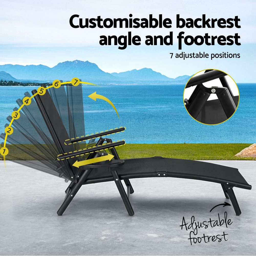 Gardeon Sun Lounge Aluminium Folding Beach Chair Camping view 5
