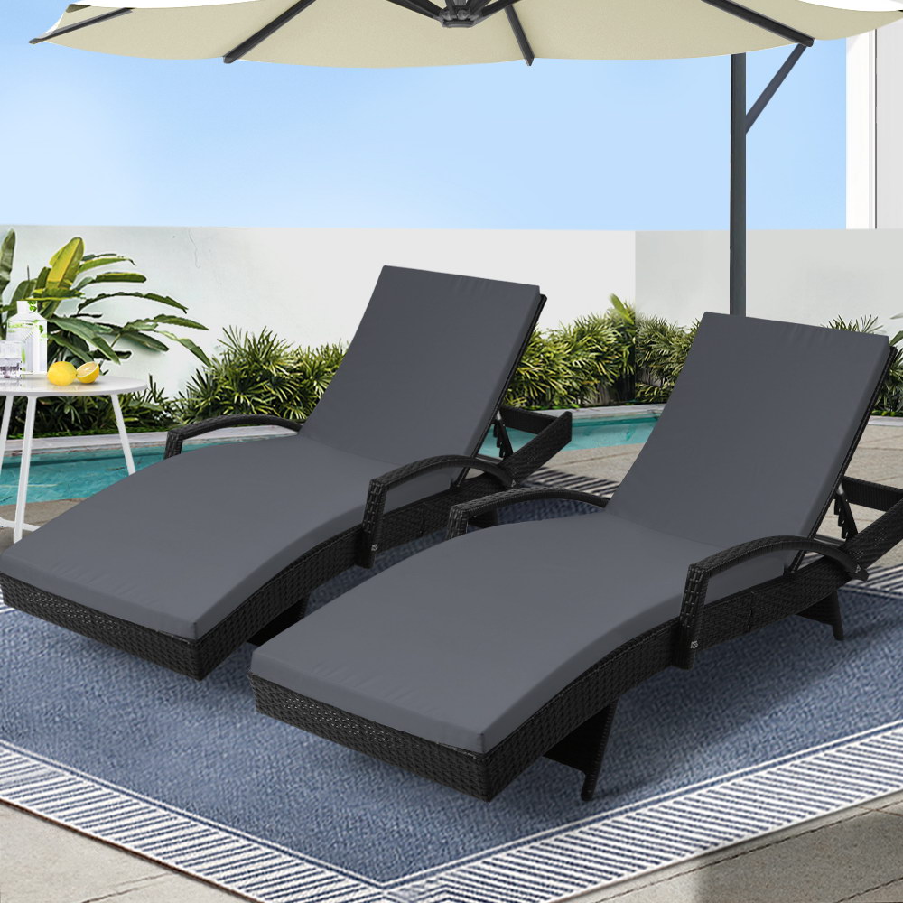 Gardeon 2 Piece Wicker Sun Lounge Beach Chair