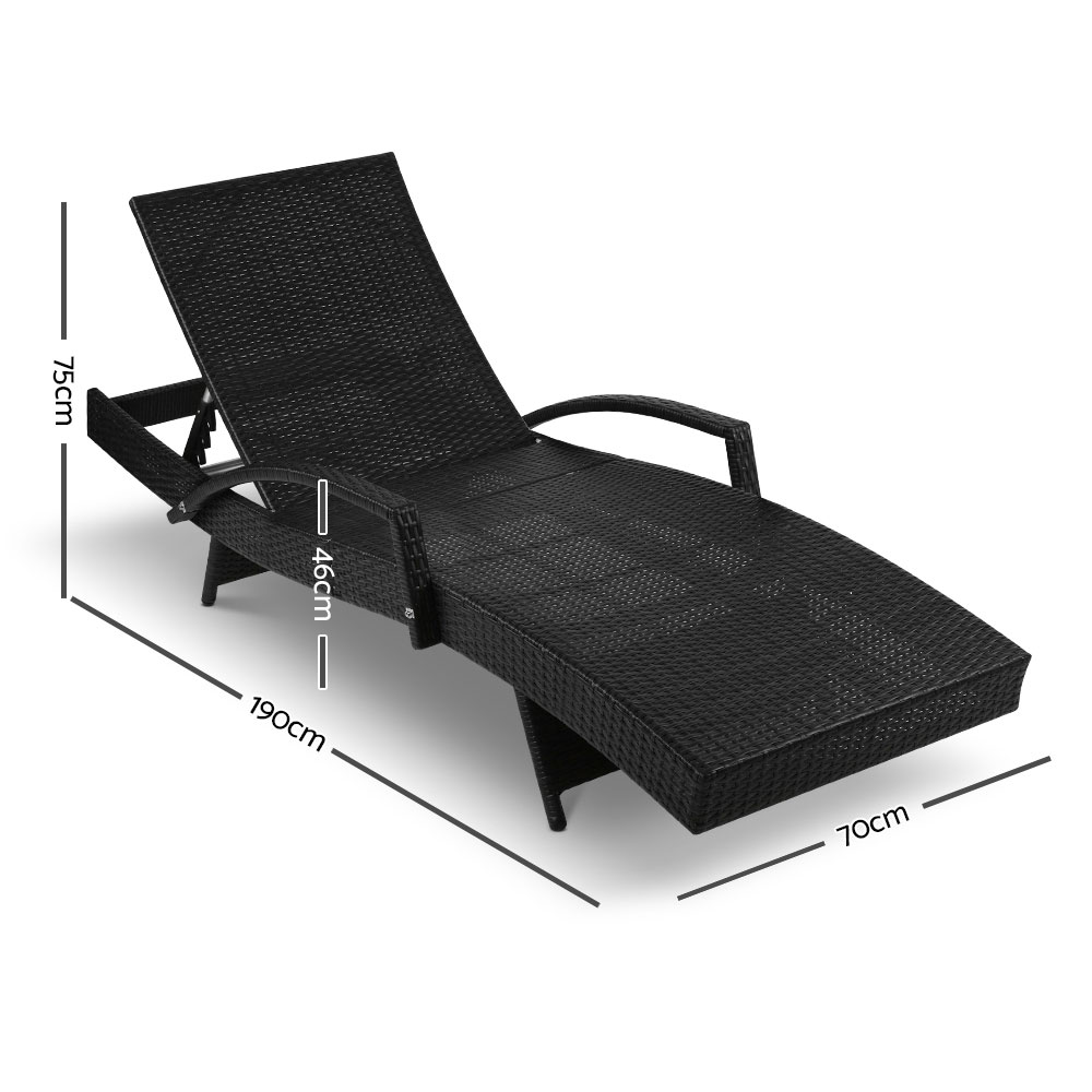 Gardeon 2 Piece Wicker Sun Lounge Beach Chair view 2