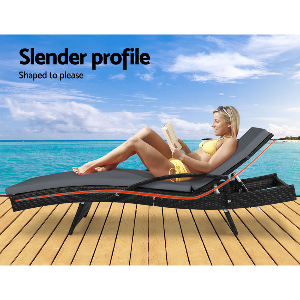 Gardeon 2 Piece Wicker Sun Lounge Beach Chair view 3