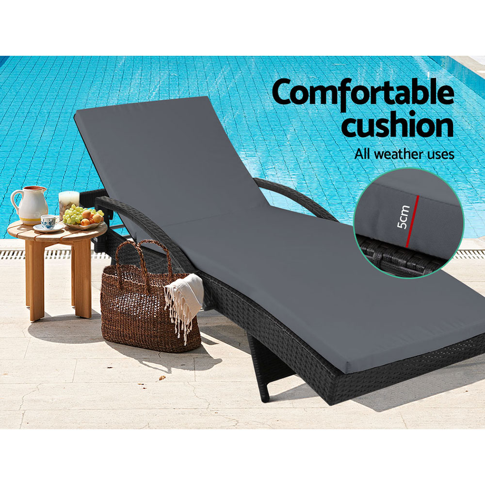 Gardeon 2 Piece Wicker Sun Lounge Beach Chair view 4