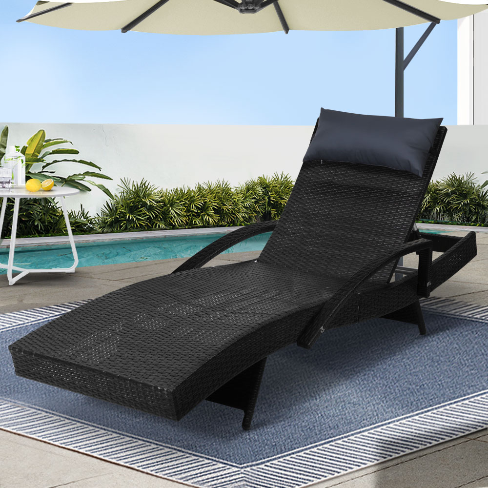 Gardeon Sun Lounge Wicker Beach Chair with Armrest