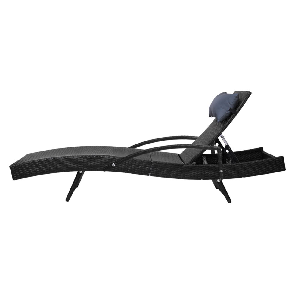Gardeon Sun Lounge Wicker Beach Chair with Armrest view 3
