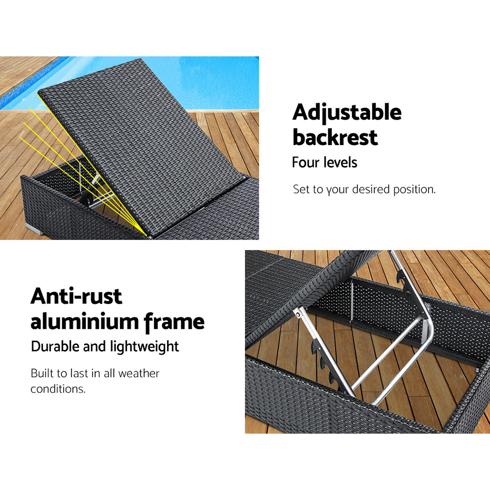 Gardeon Sun Lounge Rattan Day Bed Adjustable with Cover view 4