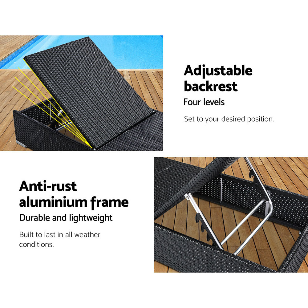 Gardeon 2 Piece Rattan Sun Lounge Day Bed view 4