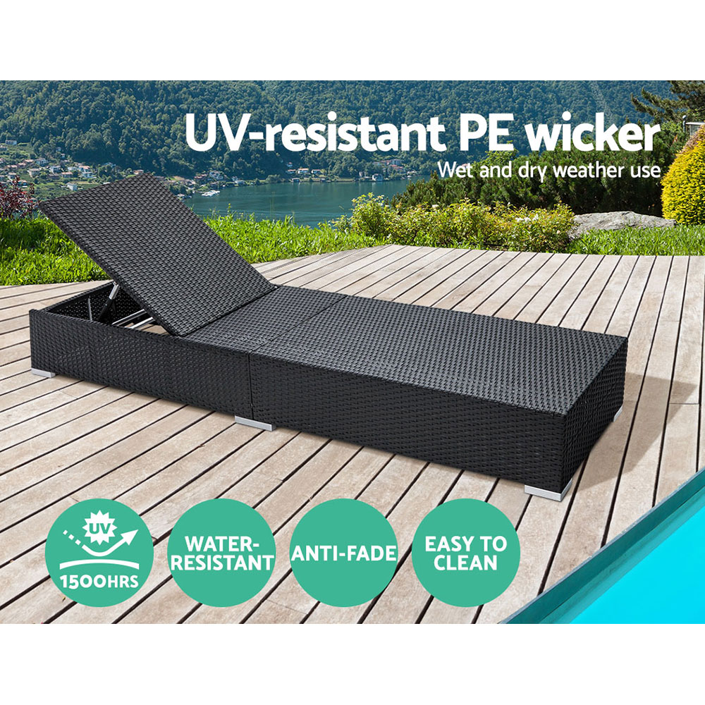 Gardeon 2 Piece Rattan Sun Lounge Day Bed view 5