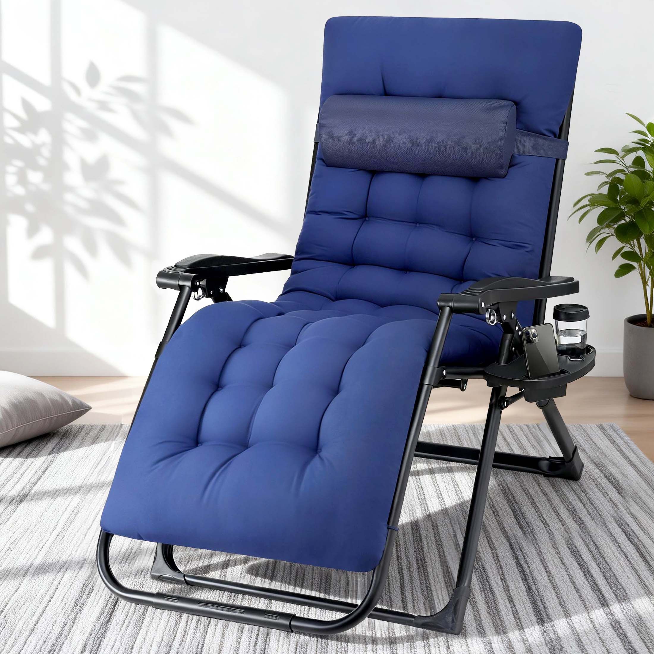 Gardeon Sun Lounge XL Folding Zero Gravity Chair Blue