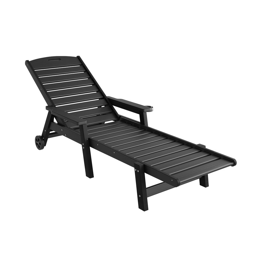Gardeon Sun Lounge HDPE Beach Chair with Wheels 4-Position view 3