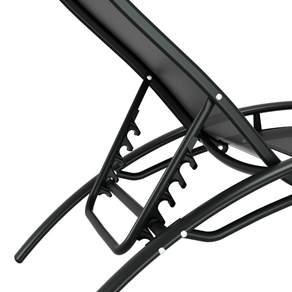Gardeon 3PC Steel Sun Lounge Set Adjustable Black view 3