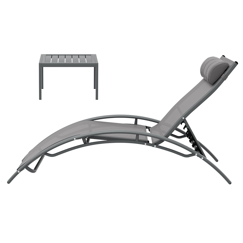 Gardeon 3PC Textilene Sun Lounge Set Adjustable view 3
