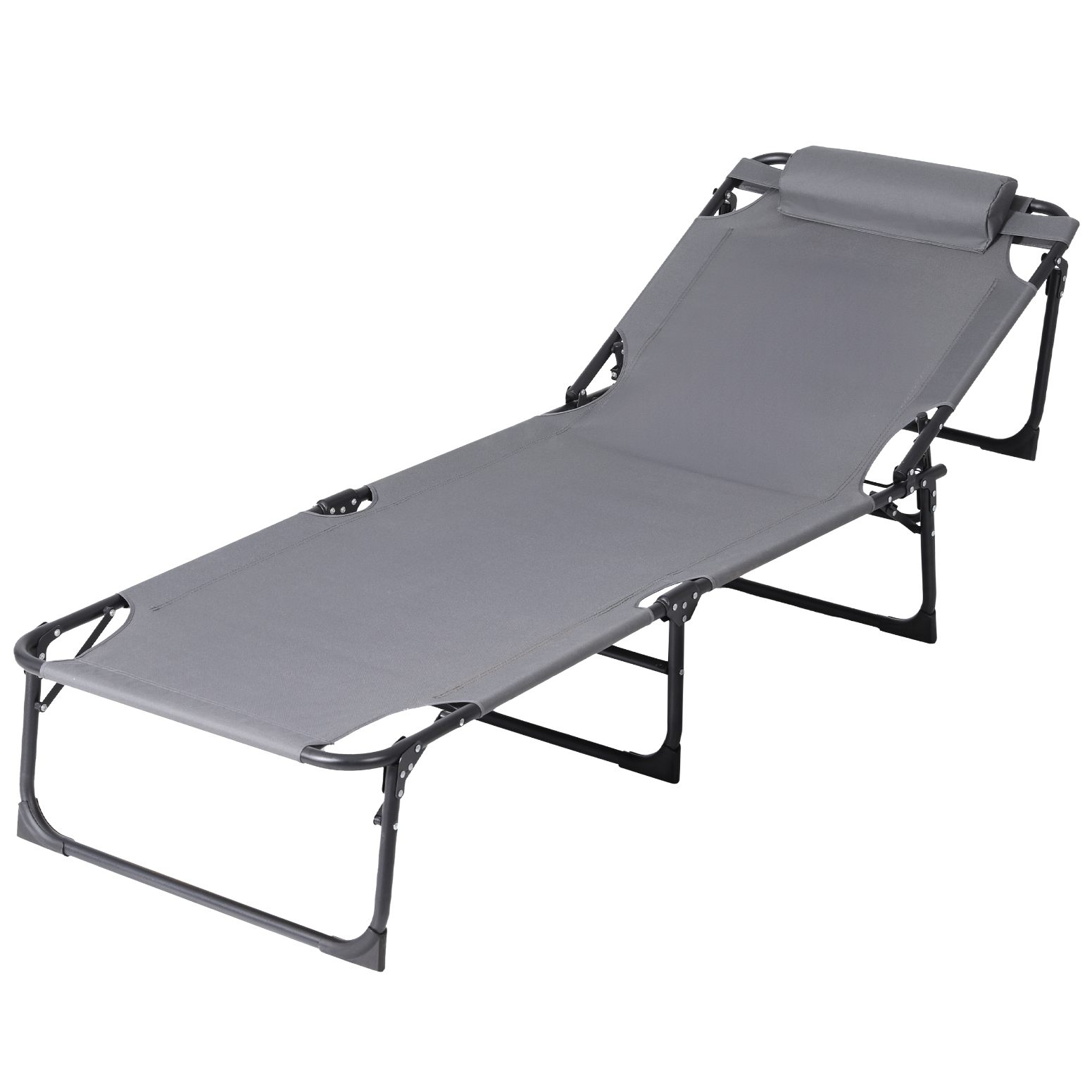 Gardeon Sun Lounger Folding Beach Cot Steel Frame Pillow