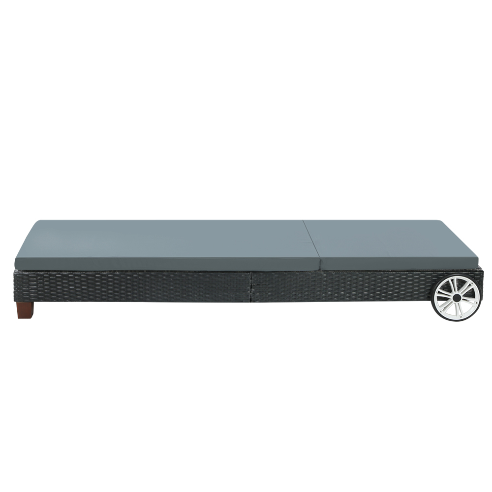 Gardeon Sun Lounge Wicker Day Bed with Wheels view 3