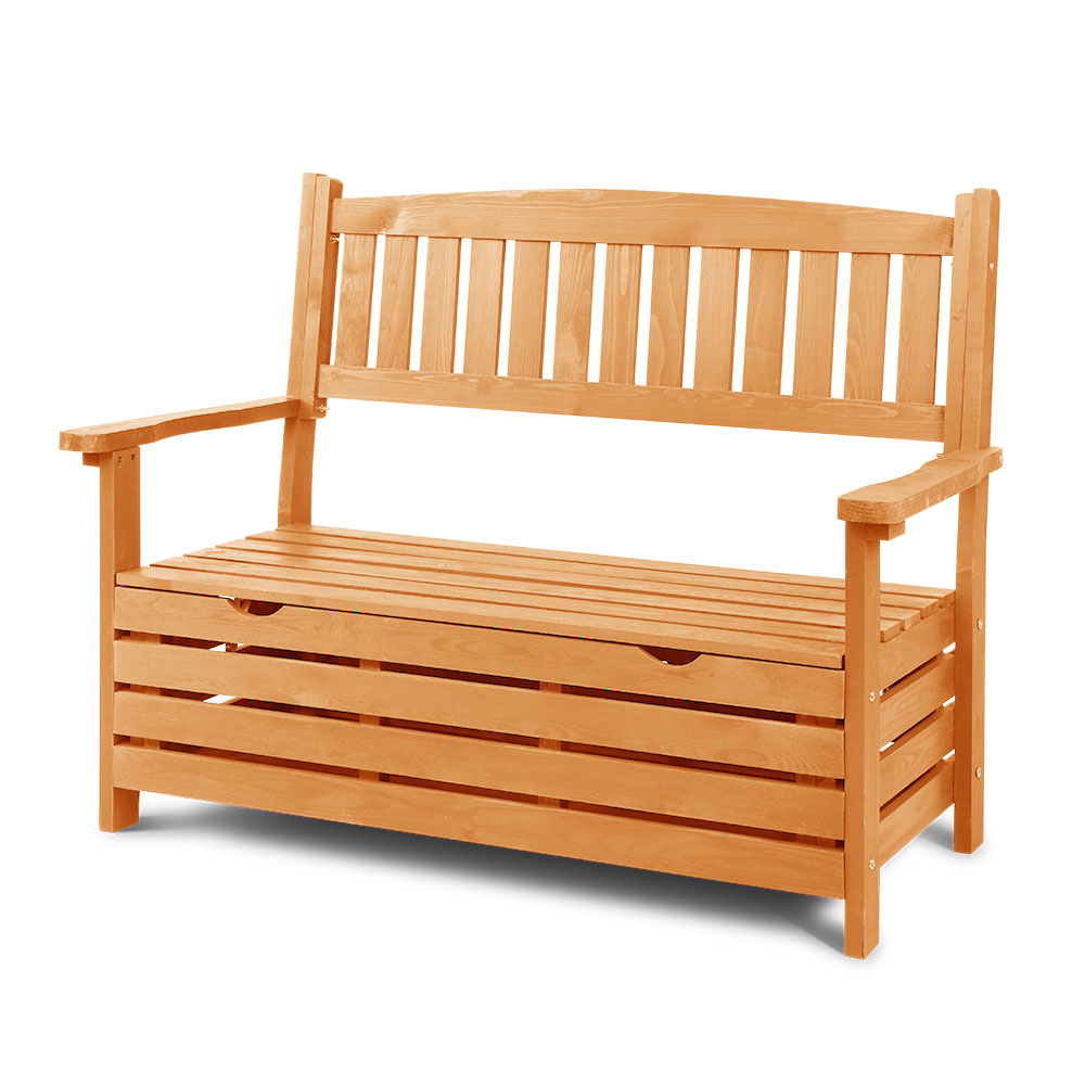 Gardeon Wooden 2-Seat Timber Storage Bench Box