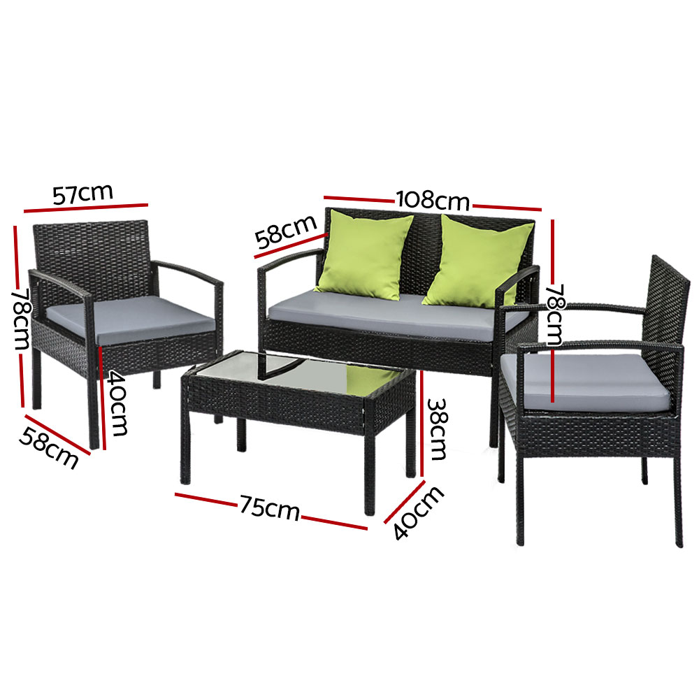 Gardeon Wicker Sofa Set with Storage Cover view 2