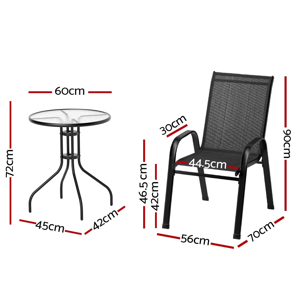 Gardeon 5PC Stackable Outdoor Bistro Set Black view 2