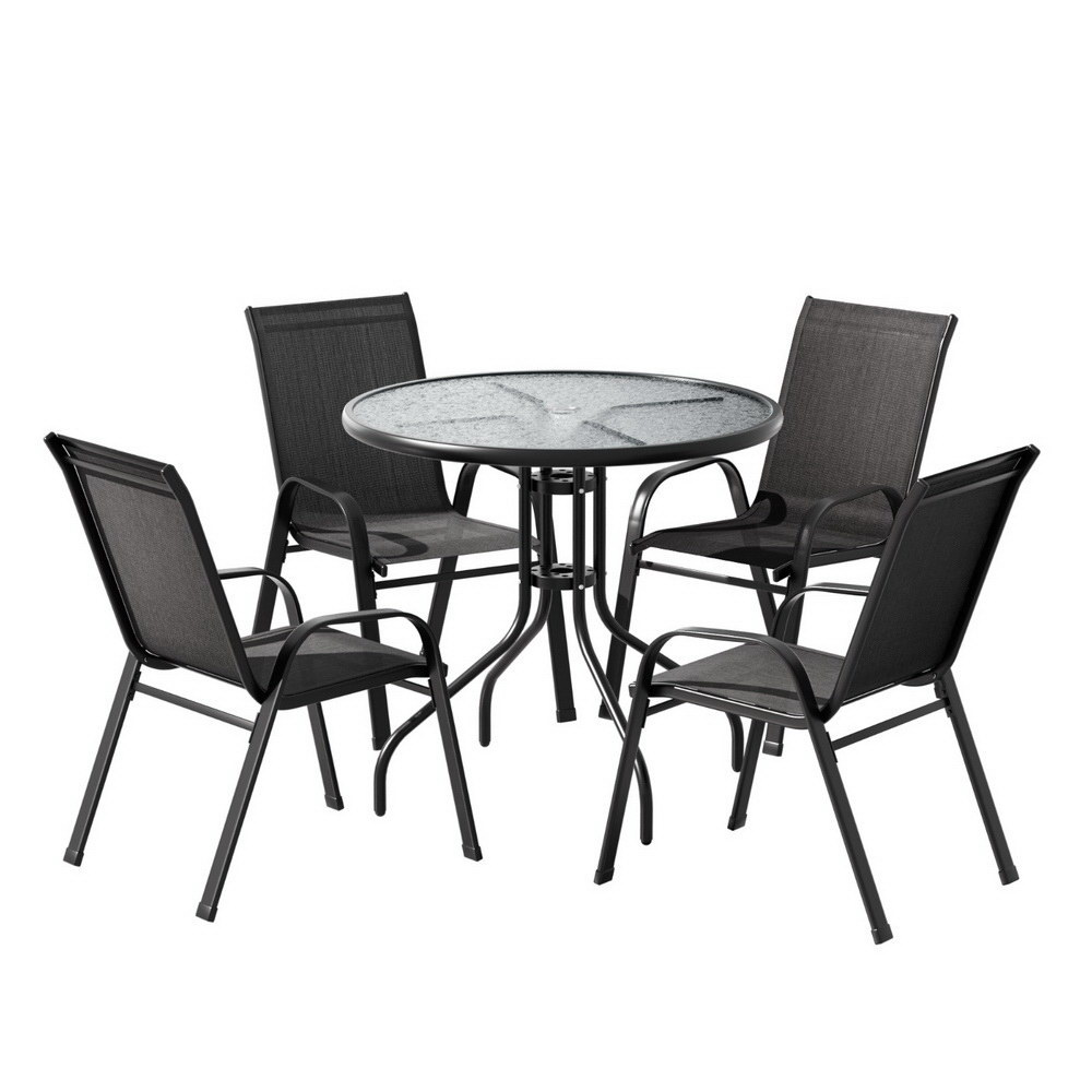 Gardeon Bistro Dining Set Stackable Chairs