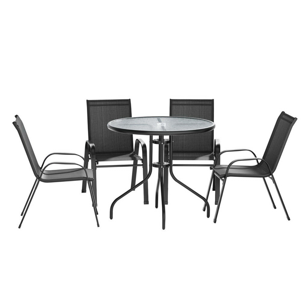 Gardeon Bistro Dining Set Stackable Chairs view 3