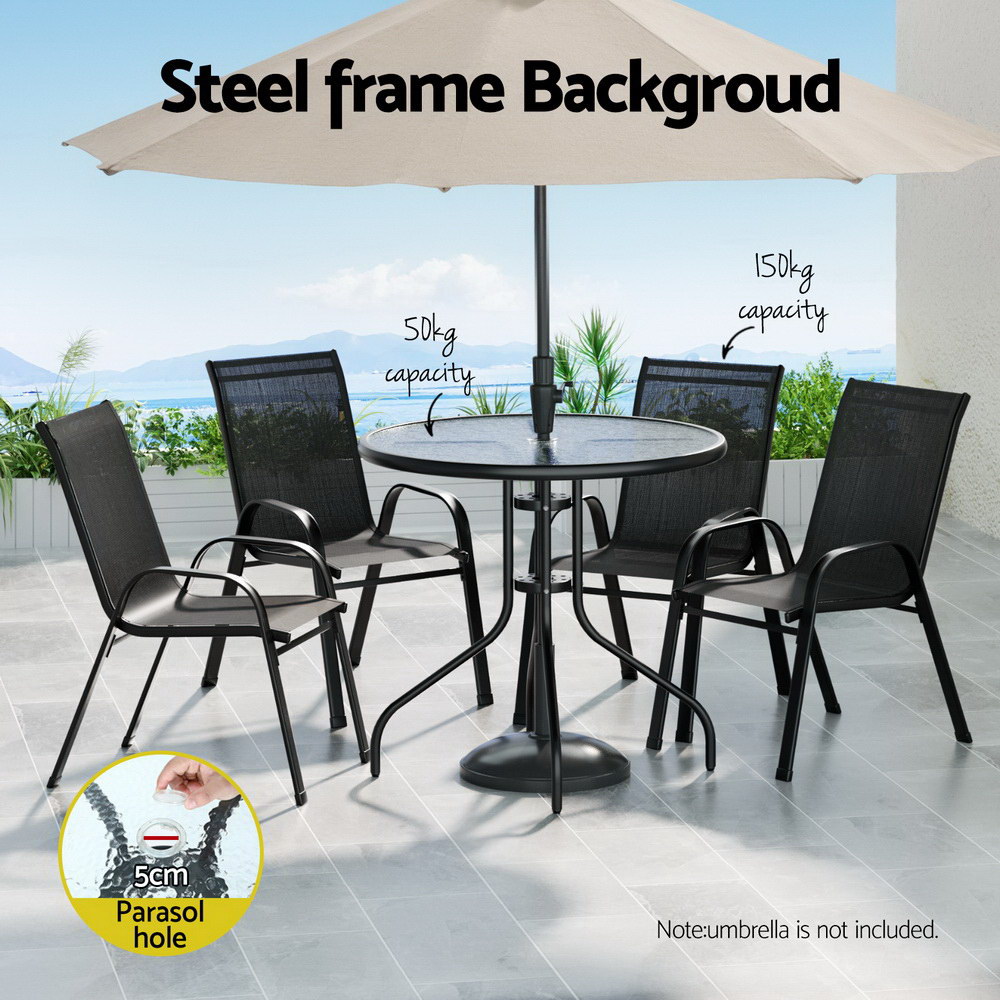 Gardeon Bistro Dining Set Stackable Chairs view 4