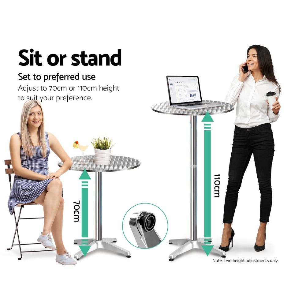 Gardeon Adjustable Aluminium Bar Table 70-110cm view 2