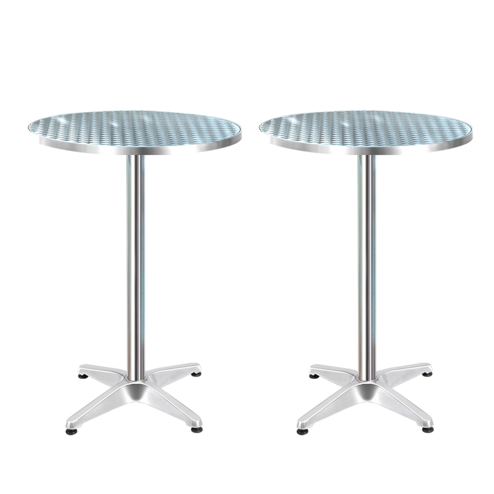 Gardeon Aluminium Bar Table Set of 2 Round 70/110cm