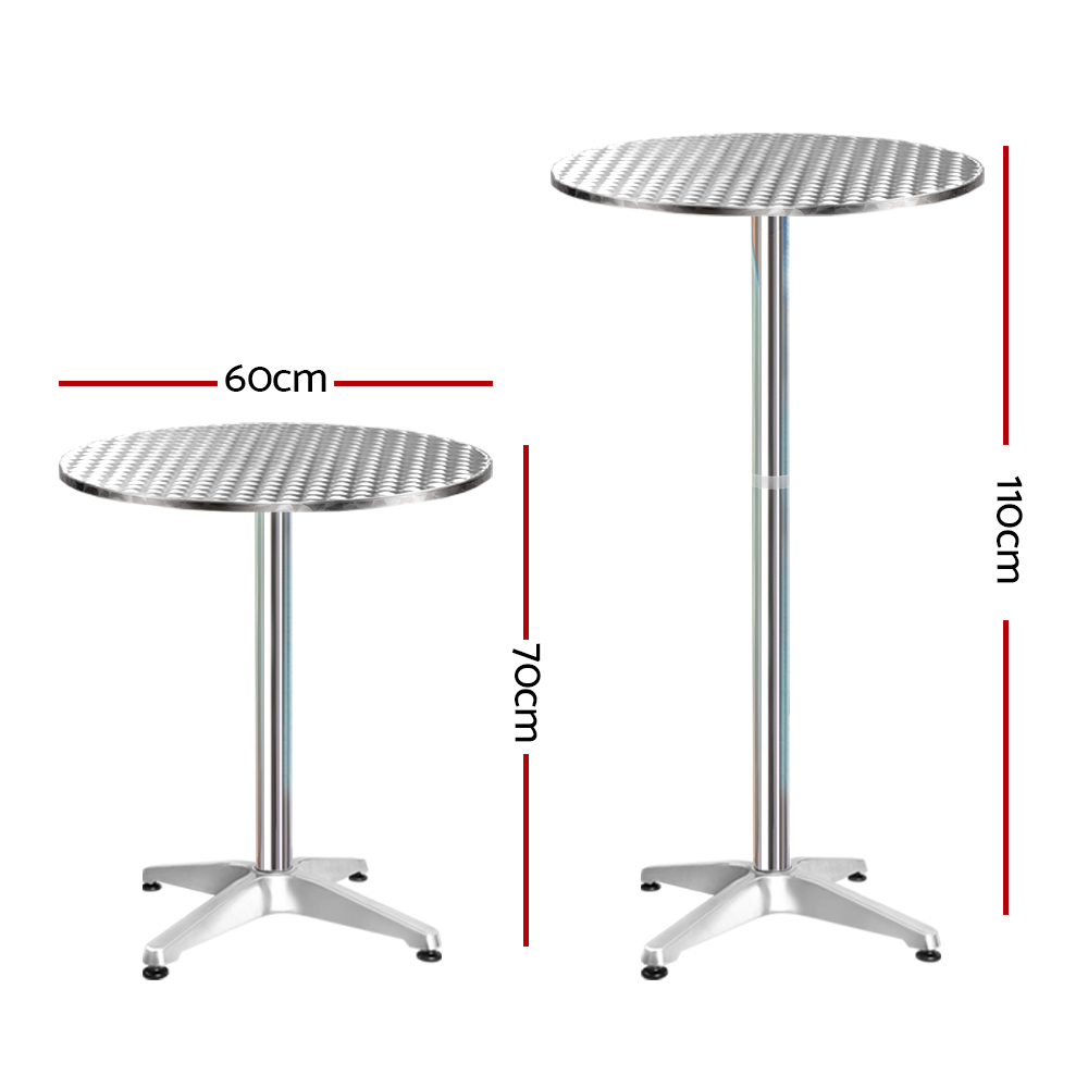 Gardeon Aluminium Bar Table Set of 2 Round 70/110cm view 2