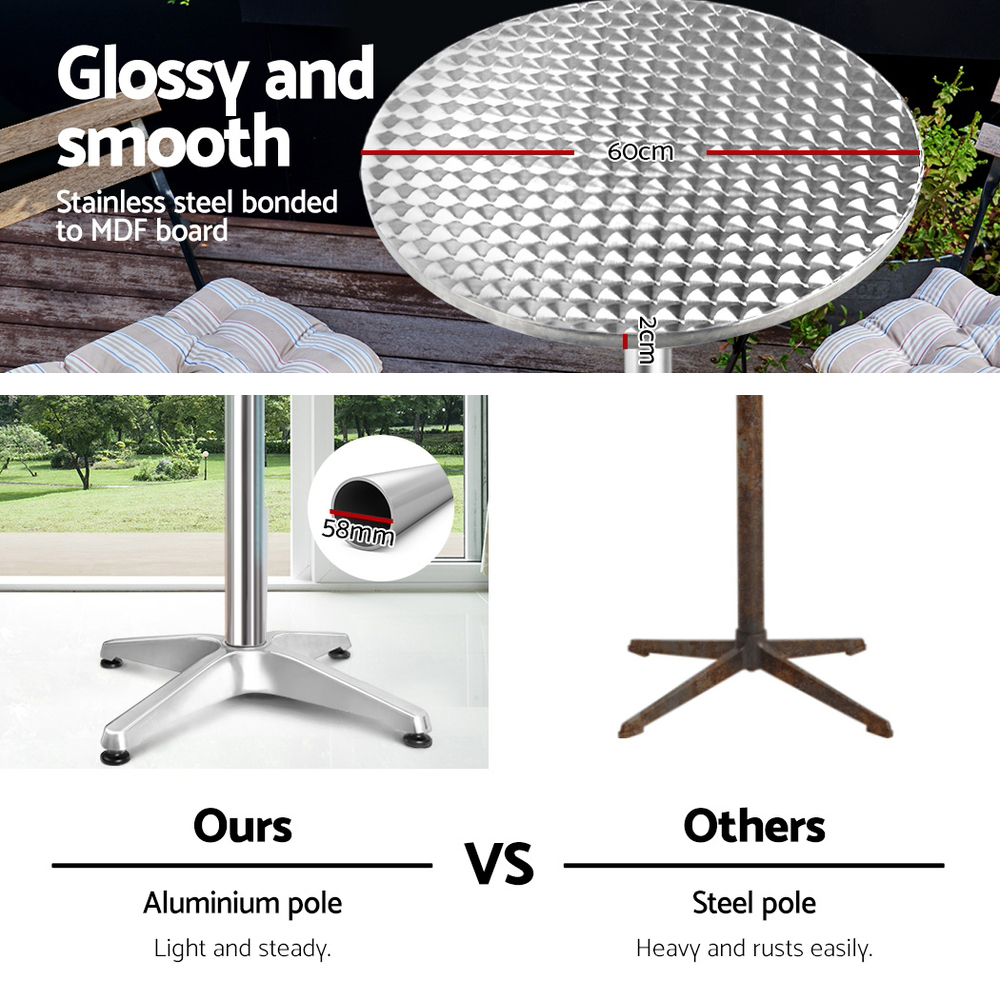 Gardeon Aluminium Bar Table Set of 2 Round 70/110cm view 5