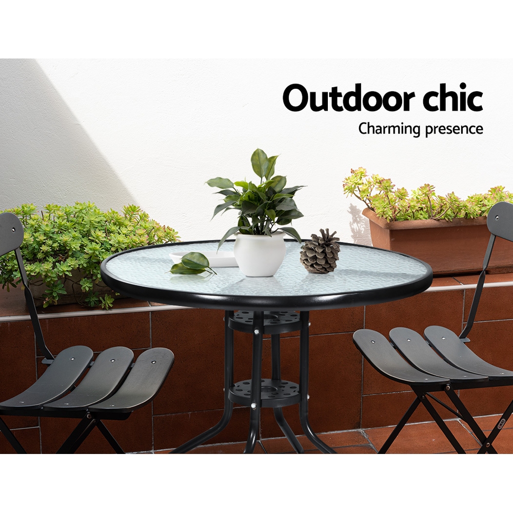 Gardeon Steel Bar Table Tempered Glass Top view 4