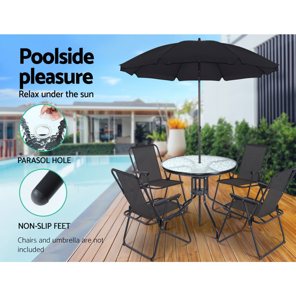 Gardeon Steel Bar Table Tempered Glass Top view 5