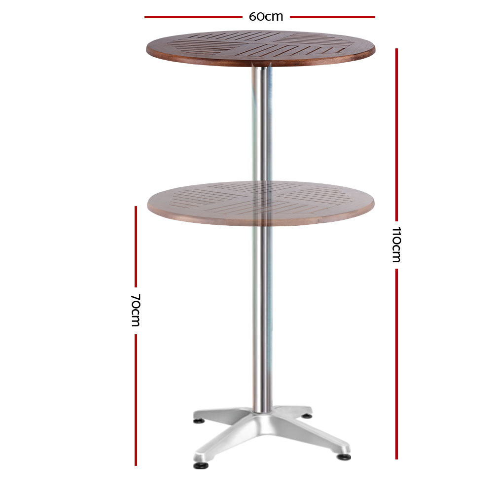 Gardeon Wooden Bar Table Adjustable 70-110cm view 2