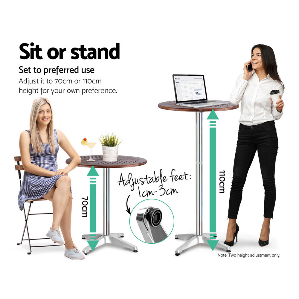 Gardeon Wooden Bar Table Adjustable 70-110cm view 5