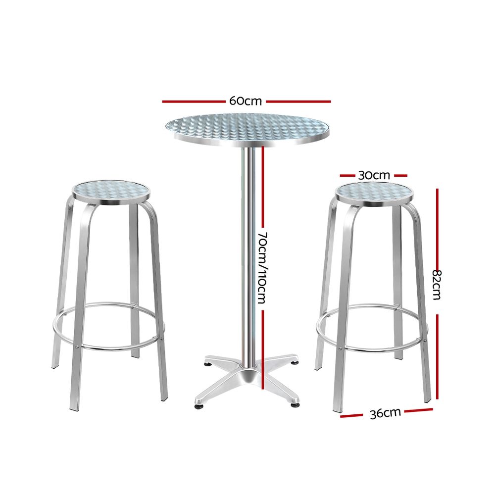Gardeon 3 Piece Round Adjustable Bar Set view 2